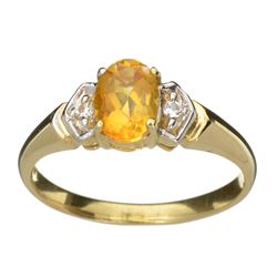 APP: 0.7k 14 kt. Gold, 0.81CT Oval Cut Citrine Quartz Ring