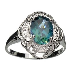 APP: 0.9k 2.26CT Oval Cut Mystic Topaz And Platinum Over Sterling Silver Ring