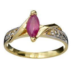 APP: 0.8k 14 kt. Gold, 0.35CT Marquise Cut Ruby And White Sapphire Ring