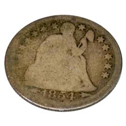 1854 Arrows At Date Liberty Seated One Dime Coin