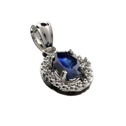 APP: 1.3k 0.75CT Oval Cut Blue Sapphire And Platinum Over Sterling Silver Pendant