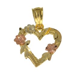 Exquisite 14 kt. Gold, Two Tone Heart Pendant