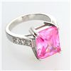 Image 1 : Platinum Overlay Sterling Silver French Pink Cubic Zirconium Ring