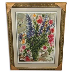 Marc Chagall 'Les Lupins Bleu' Museum Framed & Matted