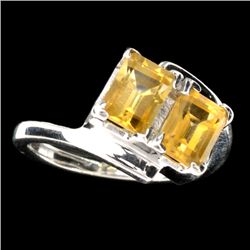 APP: 0.6k Designer Sebastian 2.50CT Emerald Cut Step Citrine Quartz and Sterling Silver Ring