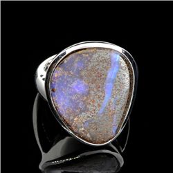 APP: 1.4k 11.24Grams Natural Form Boulder Opal And Sterling Silver Ring