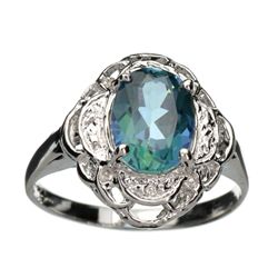 APP: 0.9k 2.26CT Oval Cut Mystic Topaz And Platinum Over Sterling Silver Ring