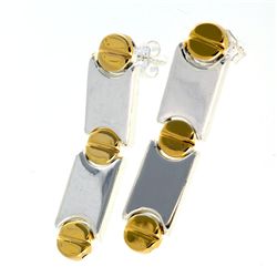 Cartier Style 14 kt. Gold, Over Sterling Silver Earrings