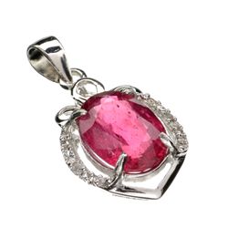 APP: 2.2k 4.09CT Ruby And Topaz Platinum Over Sterling Silver Pendant