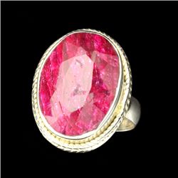 APP: 9.5k 9.13CT Oval Cut Ruby And Sterling Silver Ring