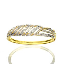 APP: 1.2k 0.25CT Round Cut Diamond And 14 kt. Yellow/White Gold, Over Brass Bracelet