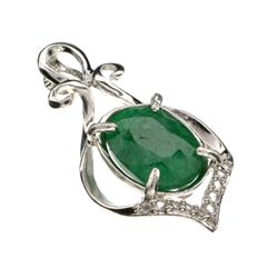 APP: 1.9k 2.73CT Emerald And Topaz Platinum Over Sterling Silver Pendant