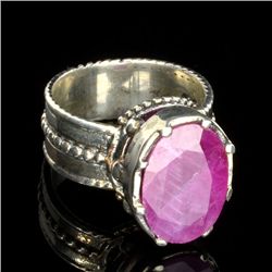 APP: 1.2k 6.29CT Oval Cut Ruby And Sterling Silver Ring