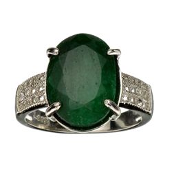 APP: 2.6k 5.90CT Emerald And Topaz Platinum Over Sterling Silver Ring