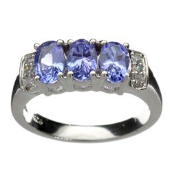 APP: 2k 1.25CT Tanzanite And Quartz Platinum Over Sterling Silver Ring