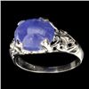 Image 1 : APP: 2k Designer Sebastian 7.80CT Oval Cut Cabochon Tanzanite and Sterling Silver Ring