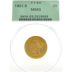 *1901-S $5 U.S. MS 63 PCGS Liberty Head Gold Coin