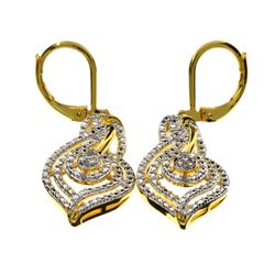 APP: 0.6k 0.10CT Round Cut Diamond And 14 kt. Yellow/White Gold, Over Brass Earrings