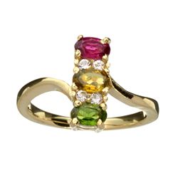 APP: 1.3k 14 kt. Gold, 0.80CT Oval Cut Corundum Ruby And Sapphire Ring