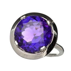 APP: 1.4k 6.56CT Round Cut Amethyst Quartz And Platinum Over Sterling Silver Ring