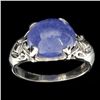 Image 1 : APP: 2k Designer Sebastian 7.80CT Oval Cut Cabochon Tanzanite and Sterling Silver Ring