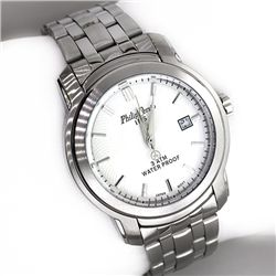 Philip Persio Men's Round Stainless Steel Silver Watch