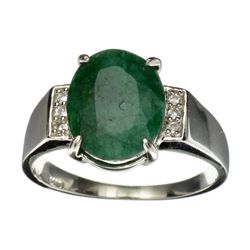 APP: 3k 3.32CT Emerald And Topaz Platinum Over Sterling Silver Ring