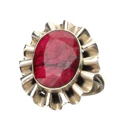 APP: 1.6k 11.99CT Oval Cut Ruby And Sterling Silver Ring