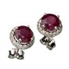 Image 1 : APP: 2.9k 14 kt. White Gold, 1.50CT Round Cut Ruby and Diamond Earrings