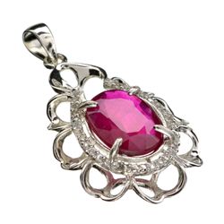 APP: 1.4k 3.94CT Ruby And Topaz Platinum Over Sterling Silver Pendant
