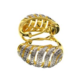 APP: 0.8k 0.25CT Round Cut Diamond And 14 kt. Yellow/White Gold, Over Brass Earrings