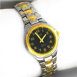 Kish Men's Round Stainless Steel Black Silver & Gold Watch