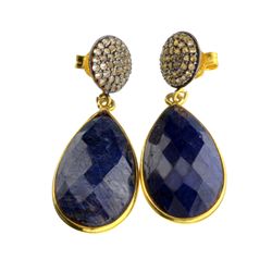 APP: 1.4k 28.50CT Blue Sapphire And Topaz Gold Over Sterling Silver Earrings