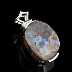 APP: 1.8k 11.57Grams Natural Form Boulder Opal And Sterling Silver Pendant