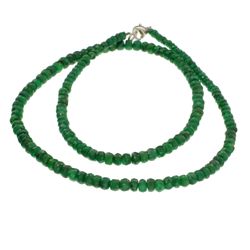 APP: 2.8k 75.00CT Round Cut Bead Emerald And Sterling Silver Necklace Strand