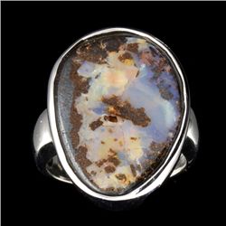 APP: 2.1k Natural Form Boulder Opal And Sterling Silver Ring