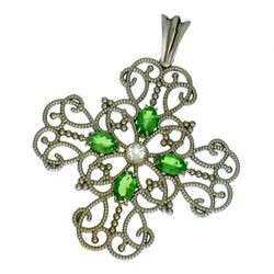 APP: 6.1k 14kt White Gold 2.38CT Tsavorite and Topaz Pendant