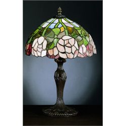 Rose Tiffany Style Lamp With Metal Base