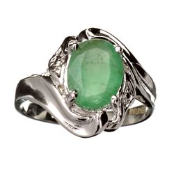 APP: 1.9k Designer Sebastian 1.54CT Oval Cut Green Beryl Emerald And Platinum Over Sterling Silver R