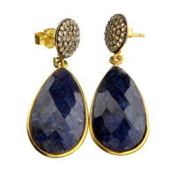 APP: 1.4k 28.50CT Blue Sapphire And Topaz Gold Over Sterling Silver Earrings