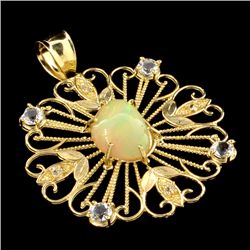 APP: 3.2k 14 kt. Gold, 3.42CT Crystal Opal and Topaz Pendant