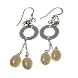 Pearl and Sterling Silver Earrings