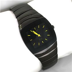 Q Max Men's Stainless Steel Black & Gold  Watch