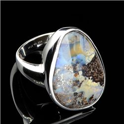 APP: 1.4k 11.77Grams Natural Form Boulder Opal And Sterling Silver Ring