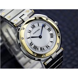 *Mens Unisex Swiss Cartier Santos 18k Gold Dress Watch (1255)