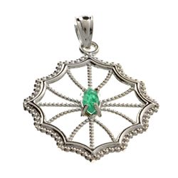 APP: 0.7k 0.15CT Marquise Cut Green Beryl Emerald And Platinum Over Sterling Silver Pendant