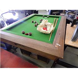 BUMPER POOL TABLE WITH CUES AND BALLS