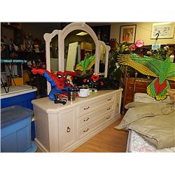 WHITE OAK DRESSER AND WING MIRROR