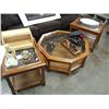 Image 1 : GLASS AND WOOD COFFEE TABLE SET - 3 PC TOTAL