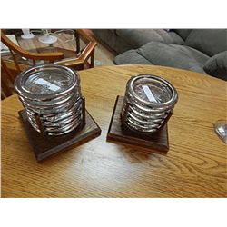 GLASS & SILVER  COASTERS - 2 LOTS